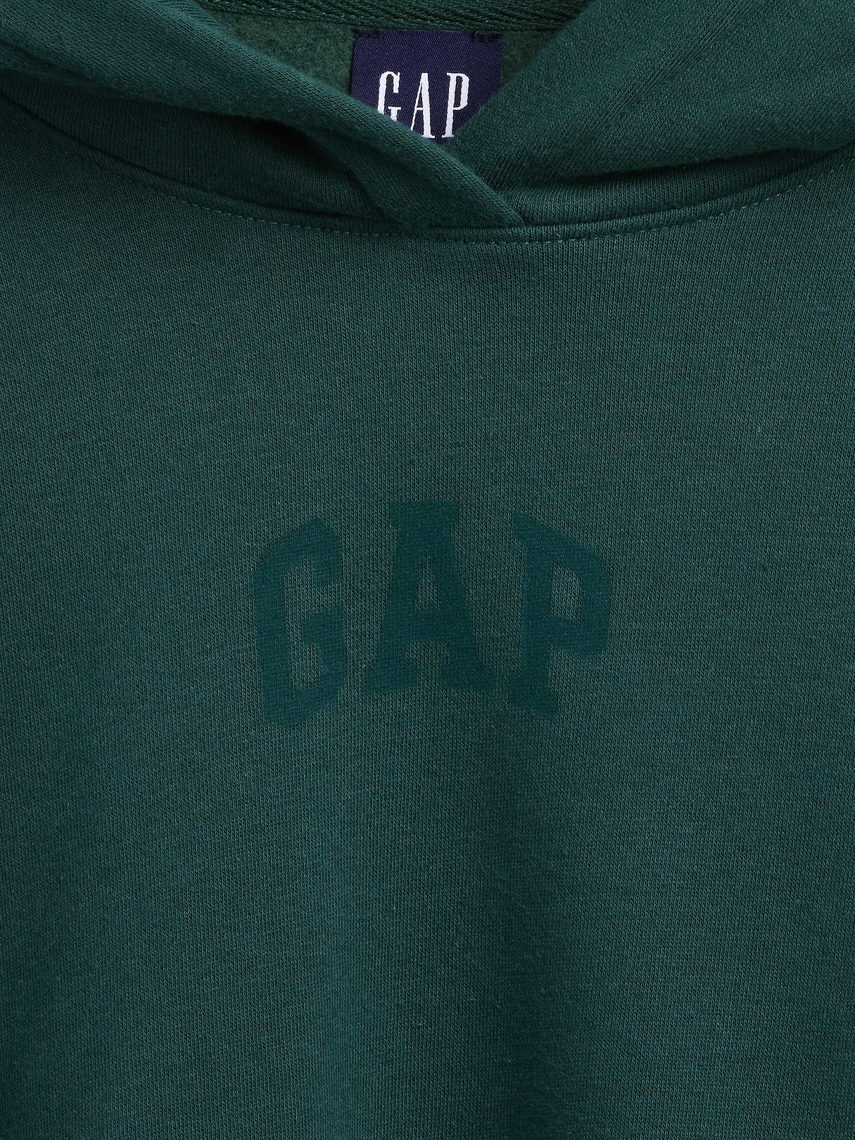 VintageSoft Crop Logo Hoodie - Dark green