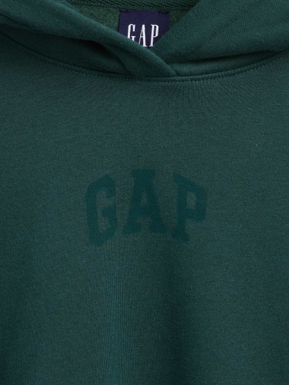 VintageSoft Crop Logo Hoodie - Dark green
