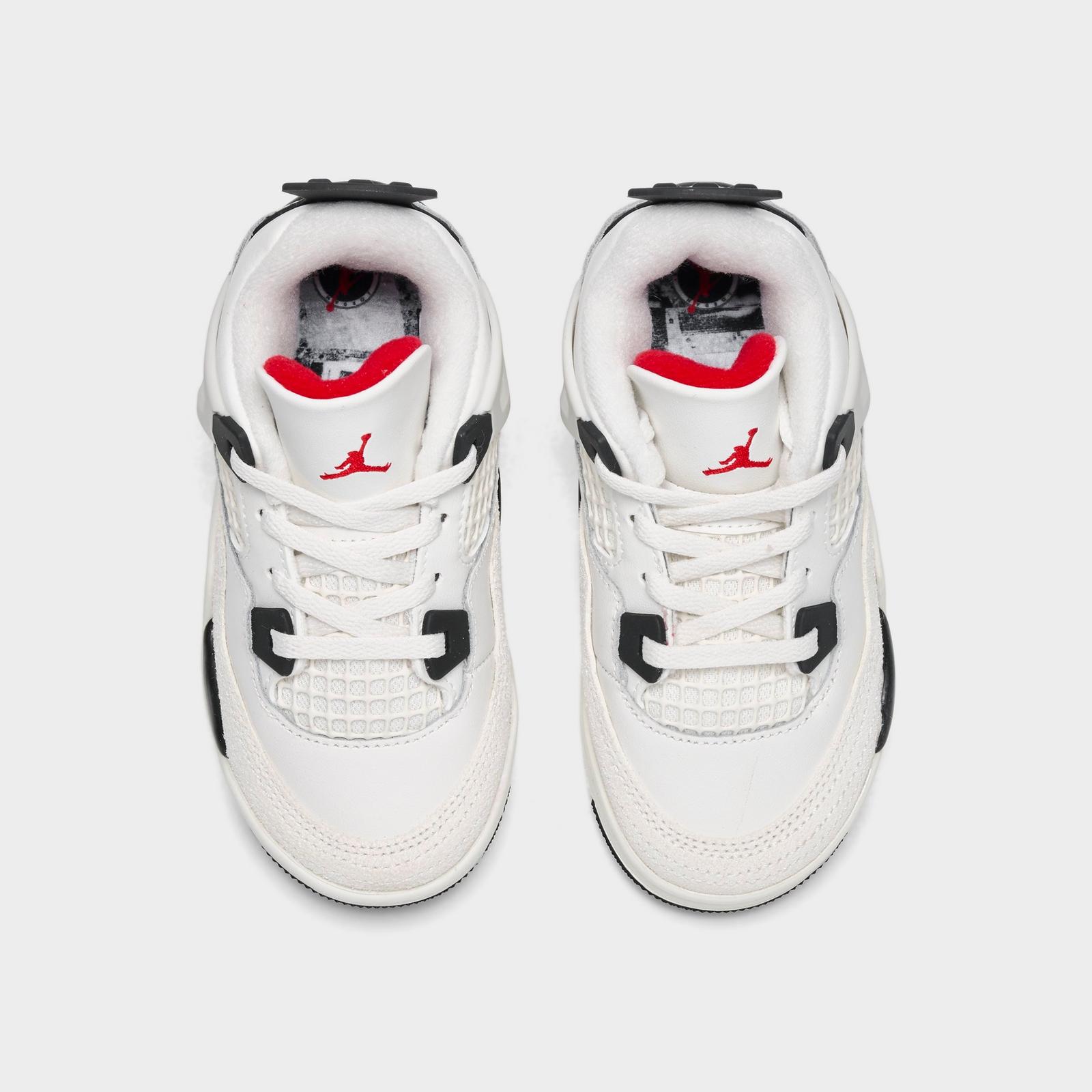 Kids' Toddler Air Jordan Retro 4 Basketball Shoes - Sail/University Red/Black - view 5