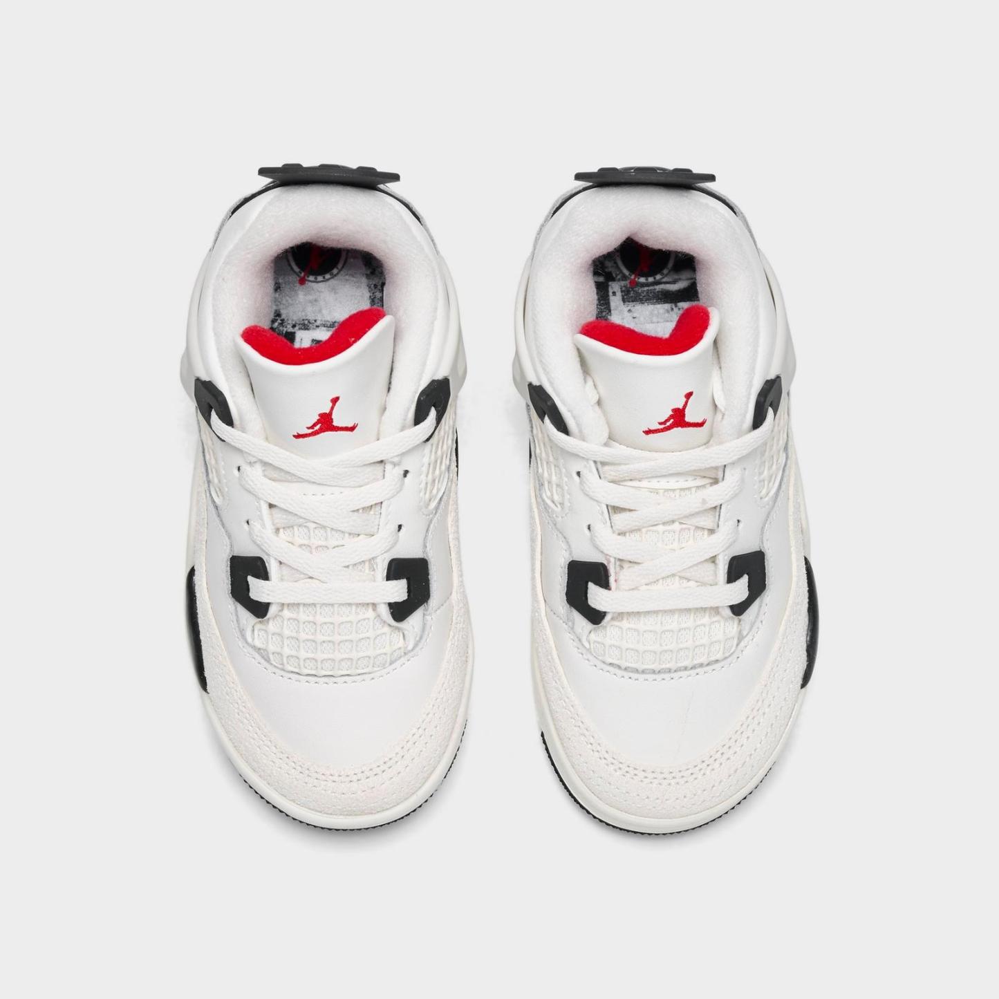 Kids' Toddler Air Jordan Retro 4 Basketball Shoes - Sail/University Red/Black - view 5