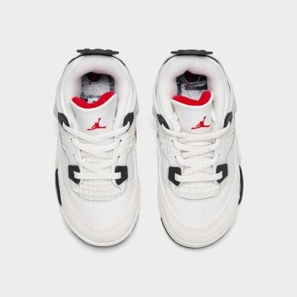 Kids' Toddler Air Jordan Retro 4 Basketball Shoes - Sail/University Red/Black - view 5