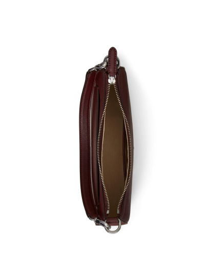 Lauren Ralph Lauren Crosshatch Leather Danni Small Shoulder Handbag - Dark Garnet