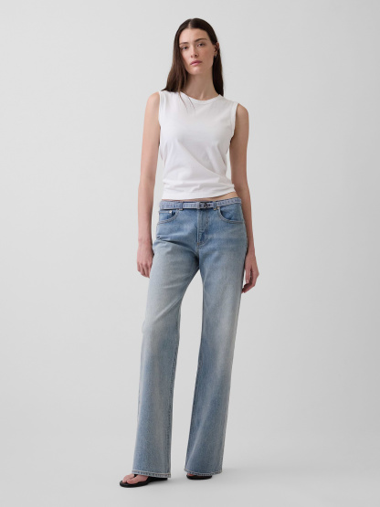 Mid Rise Relaxed Straight Jeans - Light wash indigo