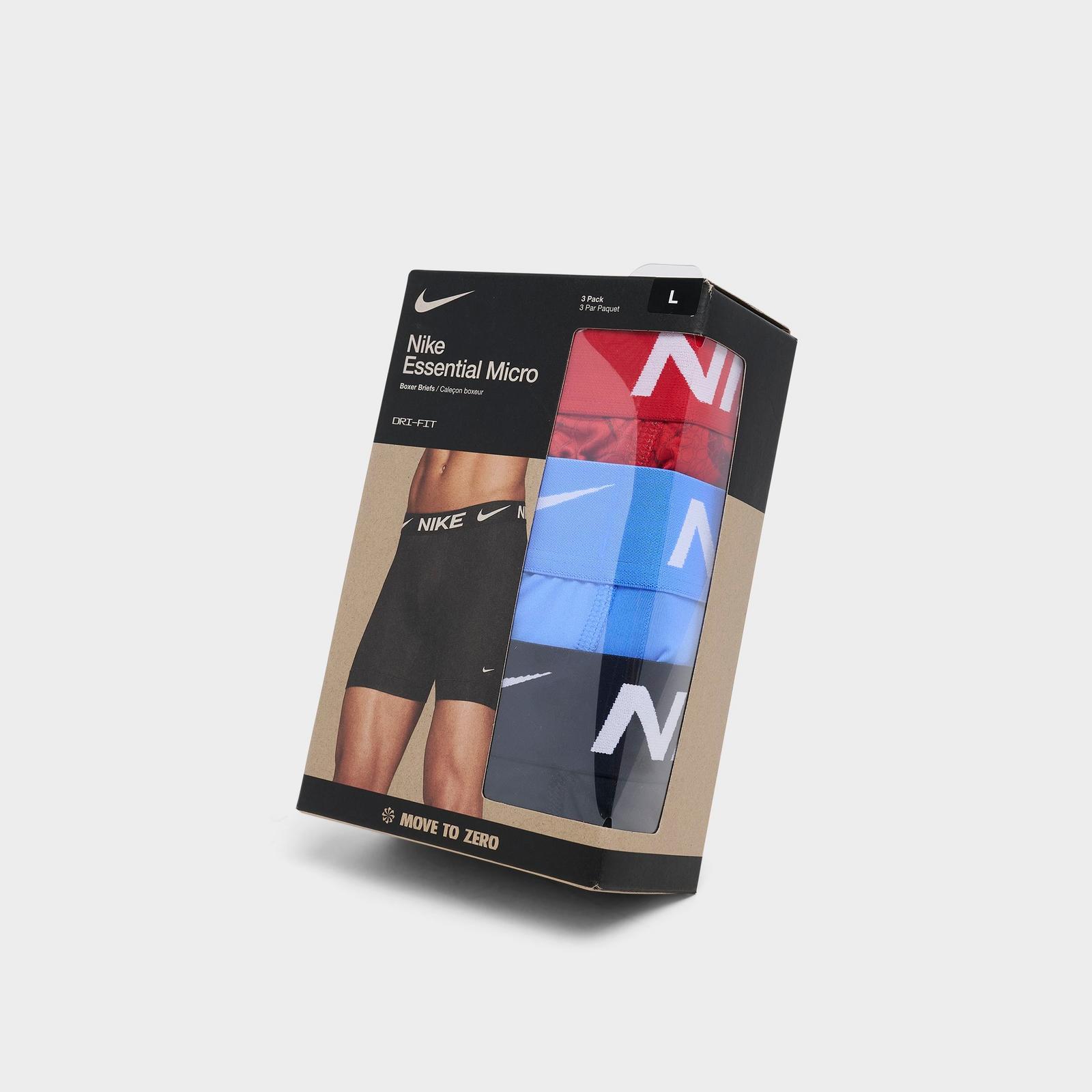 Men's Nike Dri-FIT Essential Micro Boxer Briefs (3-Pack) - Red Swoosh/Blue