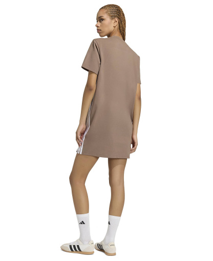 adidas Women's 3-Stripes Crewneck T-Shirt Dress - Khaki Six/White