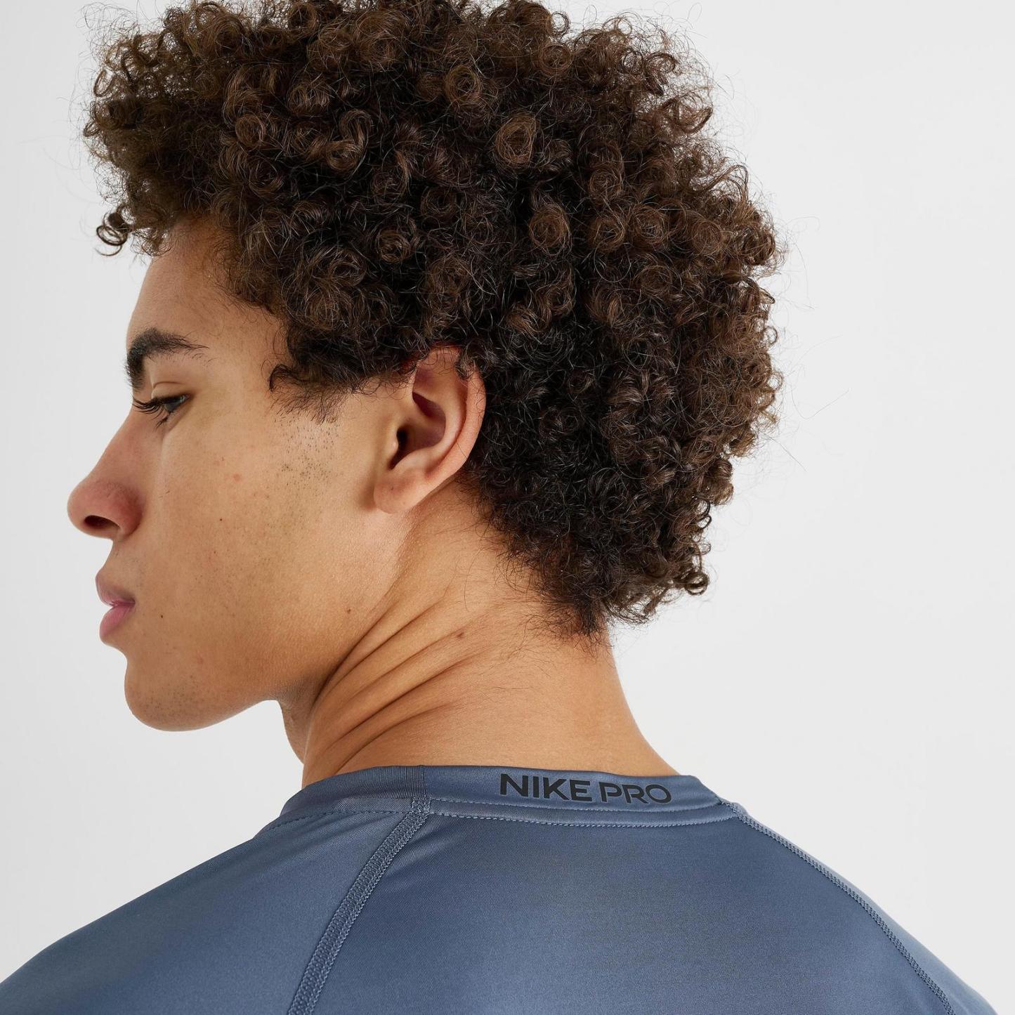 Men's Nike Pro Dri-FIT Tight Short-Sleeve Fitness Top - Diffused Blue/Black
