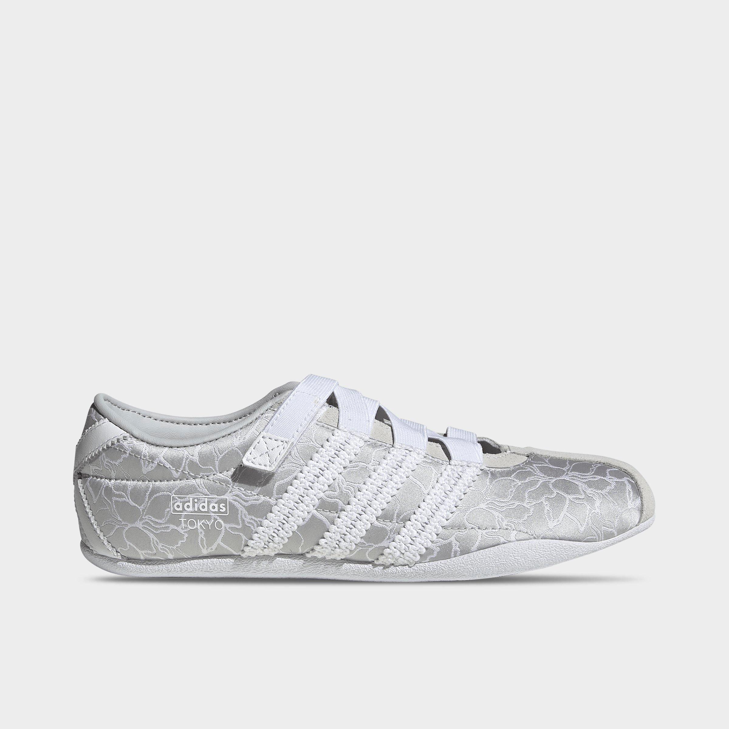 Women's adidas Originals Tokyo MJ Casual Shoes - Part 1 - Silver Metallic/Cloud White/Grey One - Left shoe facing left. Outside of the shoe.