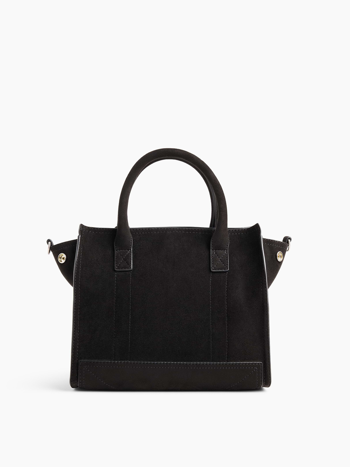 Vegan Suede Five Pocket Tote - Black
