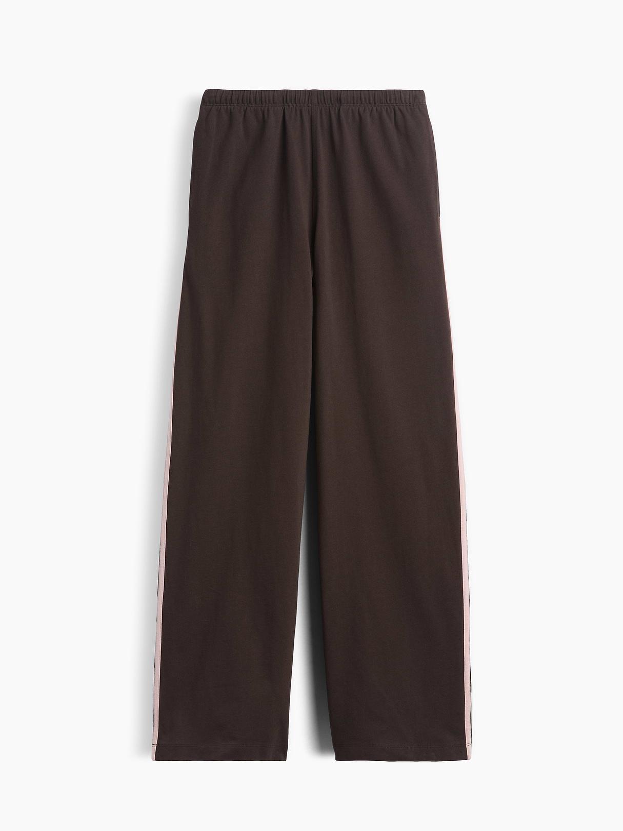 Knit Relaxed Track Pants - Terra brown with pink stripe
