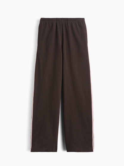 Knit Relaxed Track Pants - Terra brown with pink stripe