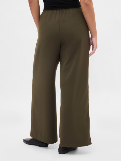 Easy Wide-Leg Pants - Black moss green