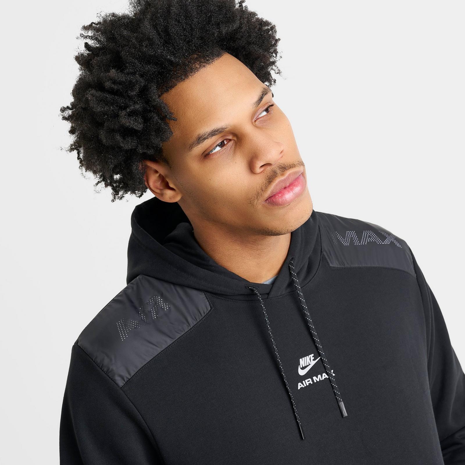 Men's Nike Sportswear Air Max French Terry Fleece Pullover Hoodie - Black/Black/White