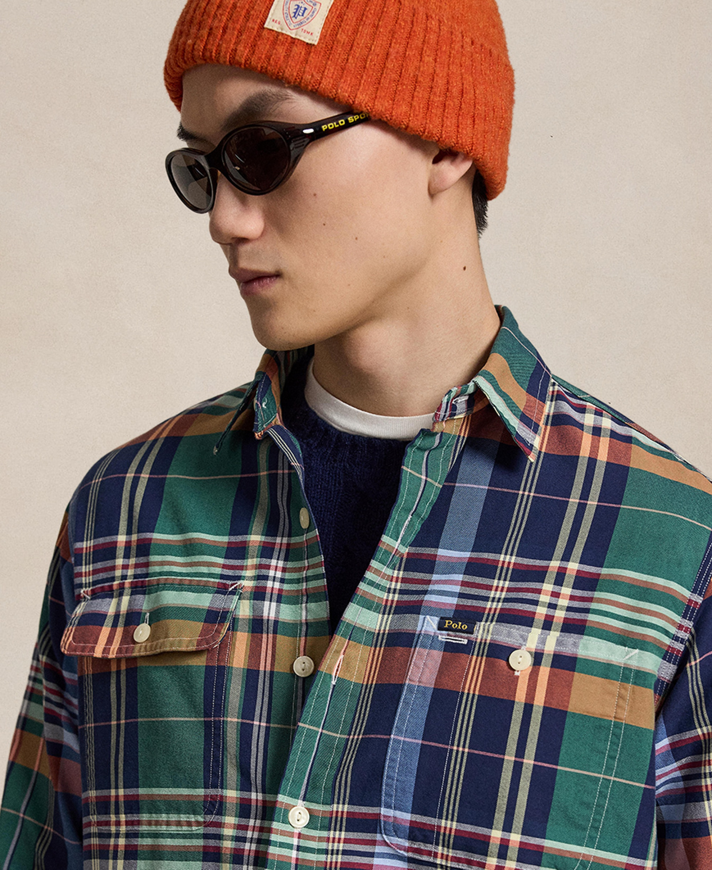 Polo Ralph Lauren Men's Classic-Fit Plaid Brushed Oxford Shirt - Green Orange Multi