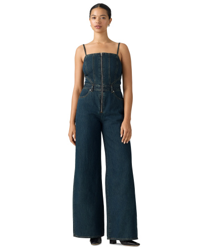 Levi's Premium Women's Seamed Wide-Leg Denim Jumpsuit - Cash Out Stone