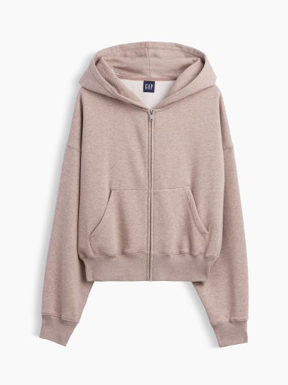 VintageSoft Wedge Zip Hoodie - Light brown