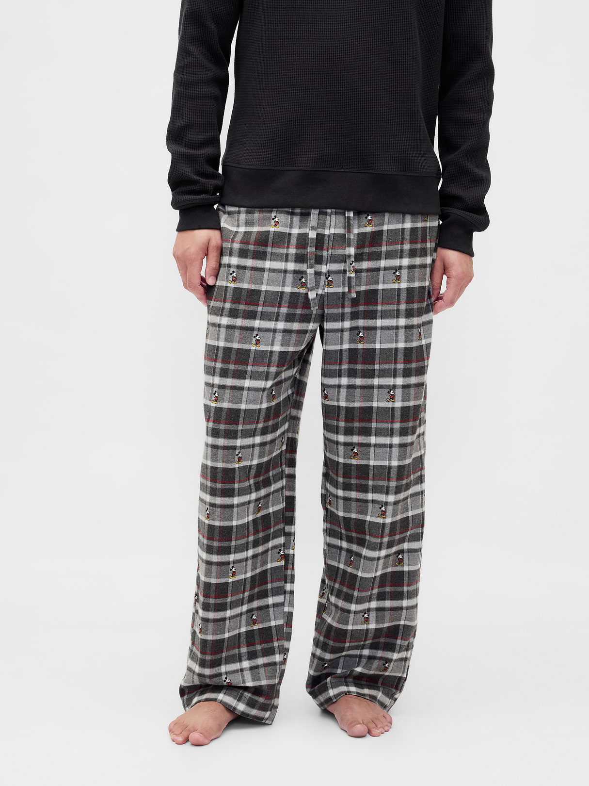 Adult Softest Flannel PJ Pants - Mickey Mouse grey & black plaid