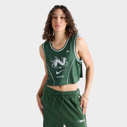 Women's Nike Sportswear Cropped Jersey - Fir/Silver
