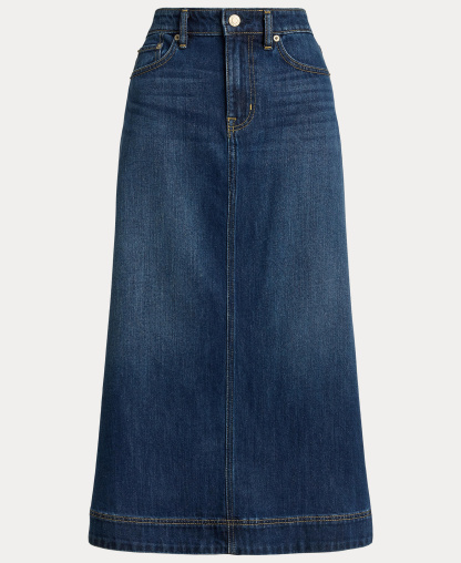 Lauren Ralph Lauren Women's A-Line High-Waisted Midi Denim Skirt - Marina Wash