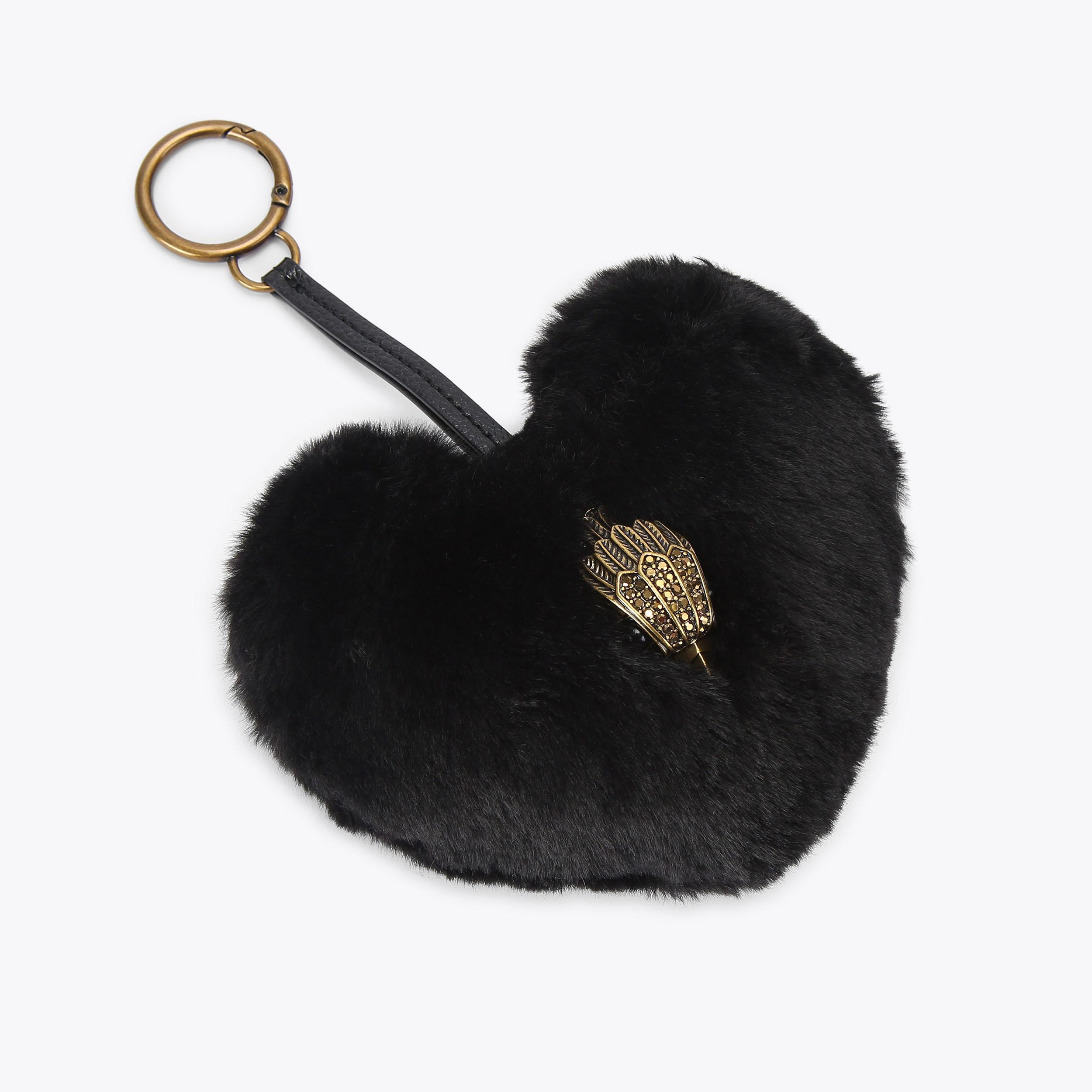 Kurt Geiger London Heart Faux Fur Charm - Black - view 3