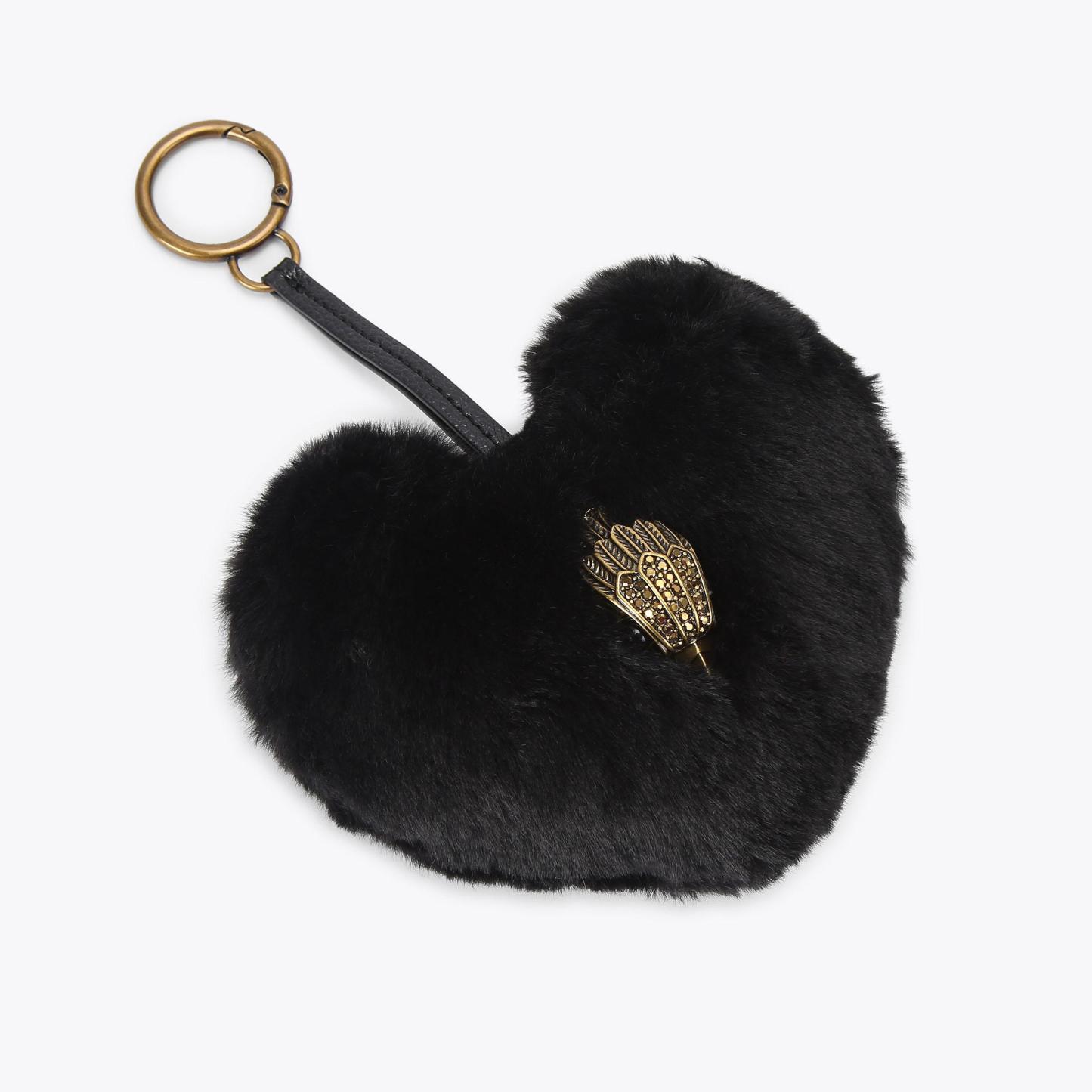 Kurt Geiger London Heart Faux Fur Charm - Black - view 3
