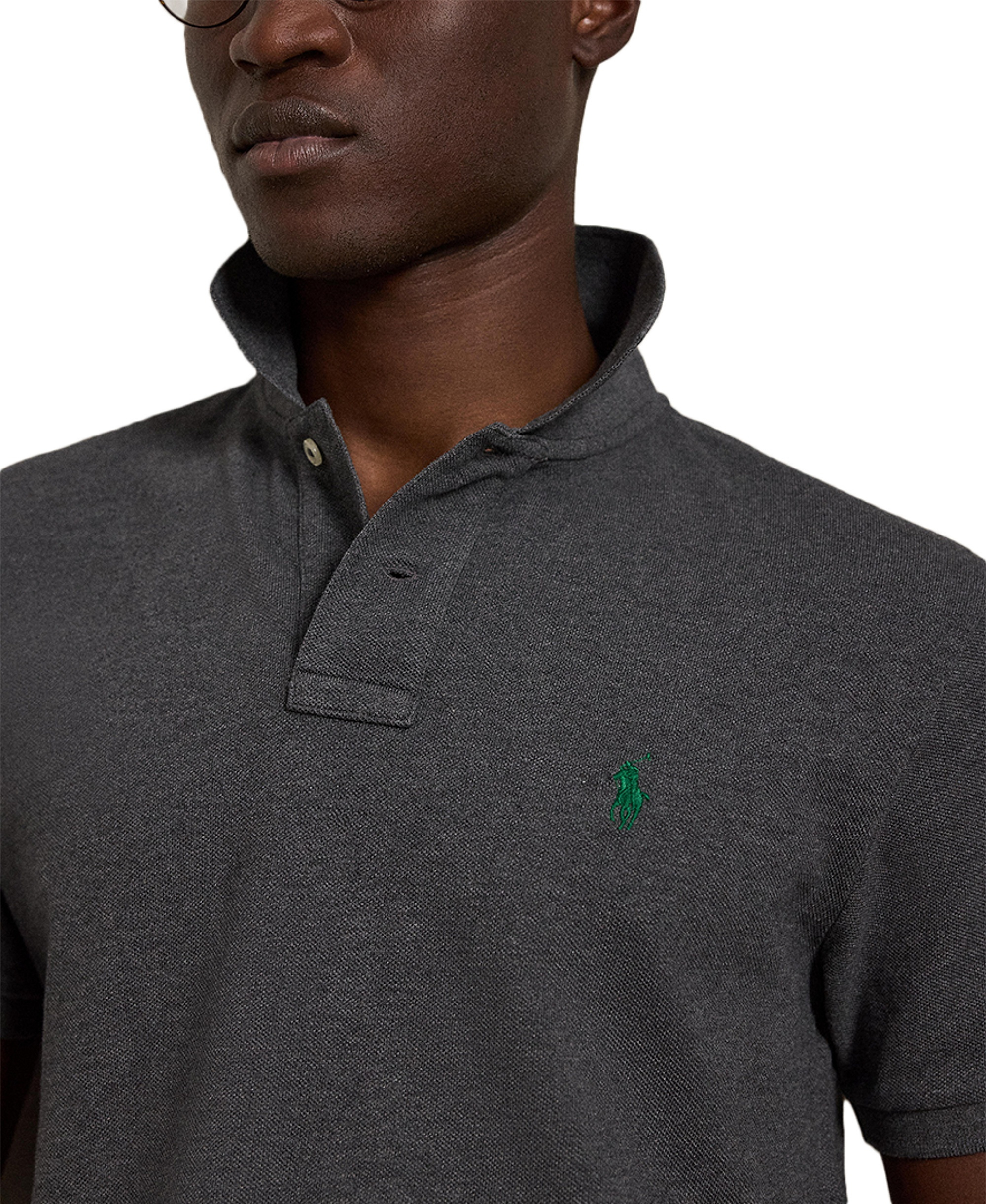 Polo Ralph Lauren Men's Custom Slim-Fit Mesh Polo Shirt - Medium Flannel Heather