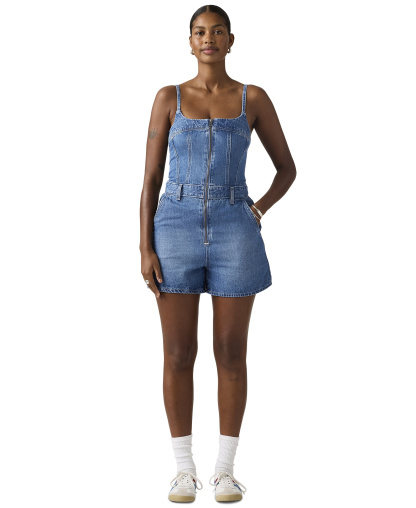 Levi's Women's Jadine Square Neck Front-Zip Cotton Romper - Vintage Vibe