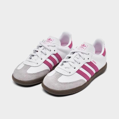 Kids' Toddler adidas Originals Samba OG Stretch Lace Casual Shoes - Footwear White/Real Magenta/Gum - view 2