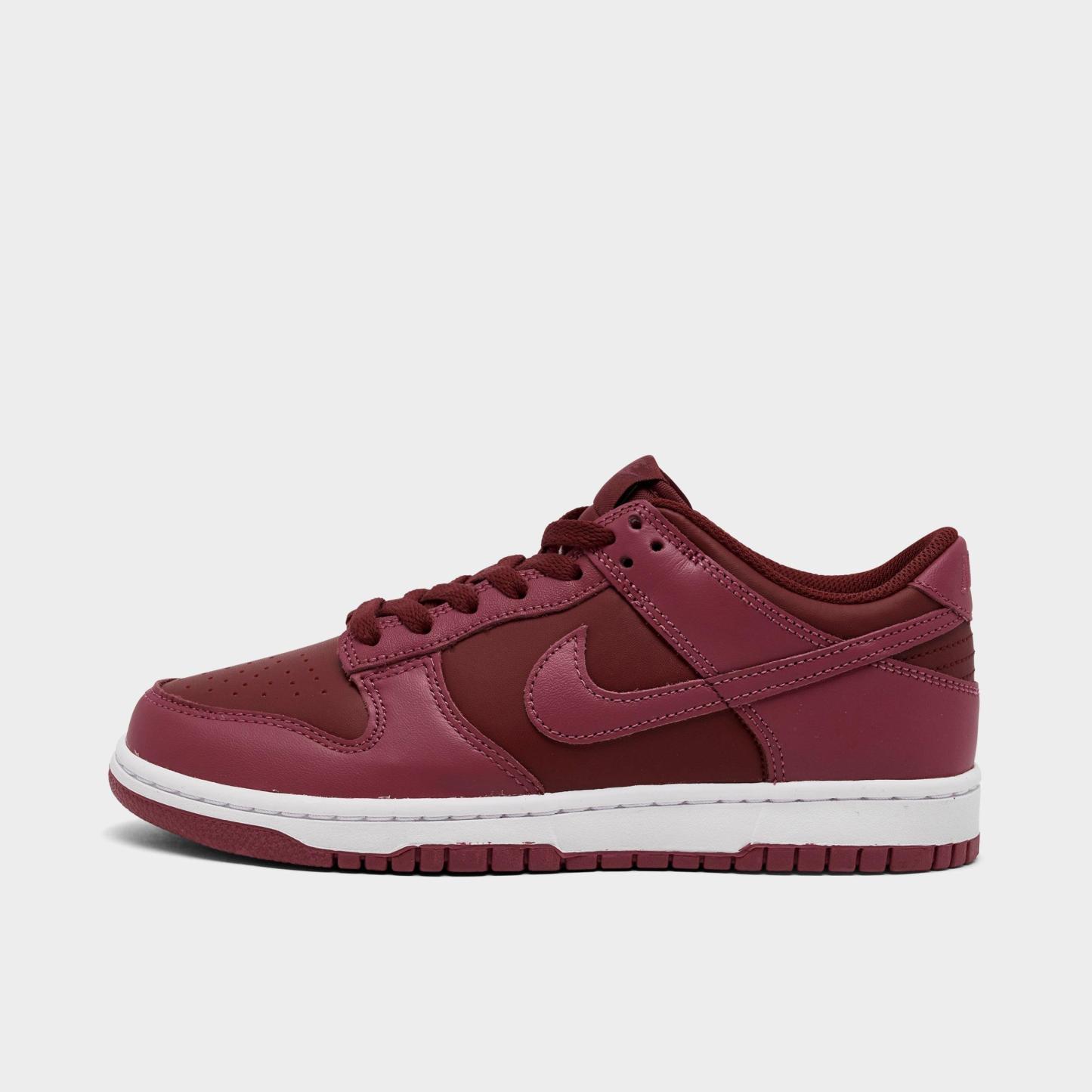 Big Kids' Nithtke Dunk Low Casual Shoes - Part 1 - Team Red/Sweet Beet/White/Sweet Beet - Left shoe facing left. Outside of the shoe.