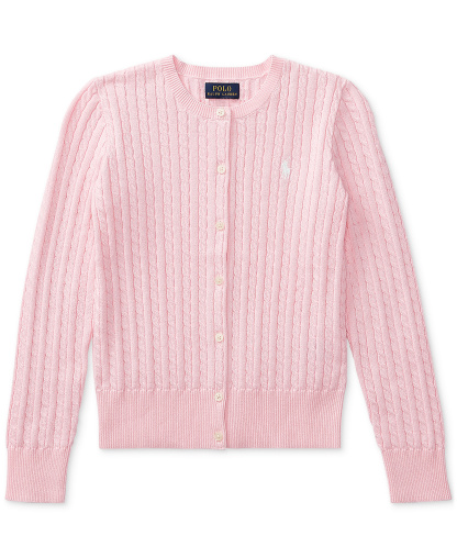 Polo Ralph Lauren Girls' 7-16 Cable-Knit Cotton Cardigan - Hint of Pink