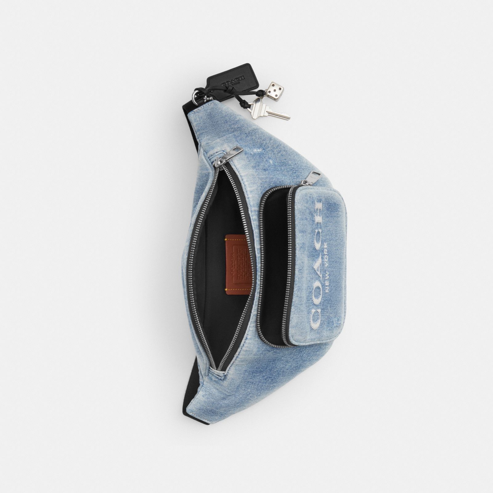 Travis Belt Bag 35 In Loved Denim With Charms - Silver/Light Indigo - view 3