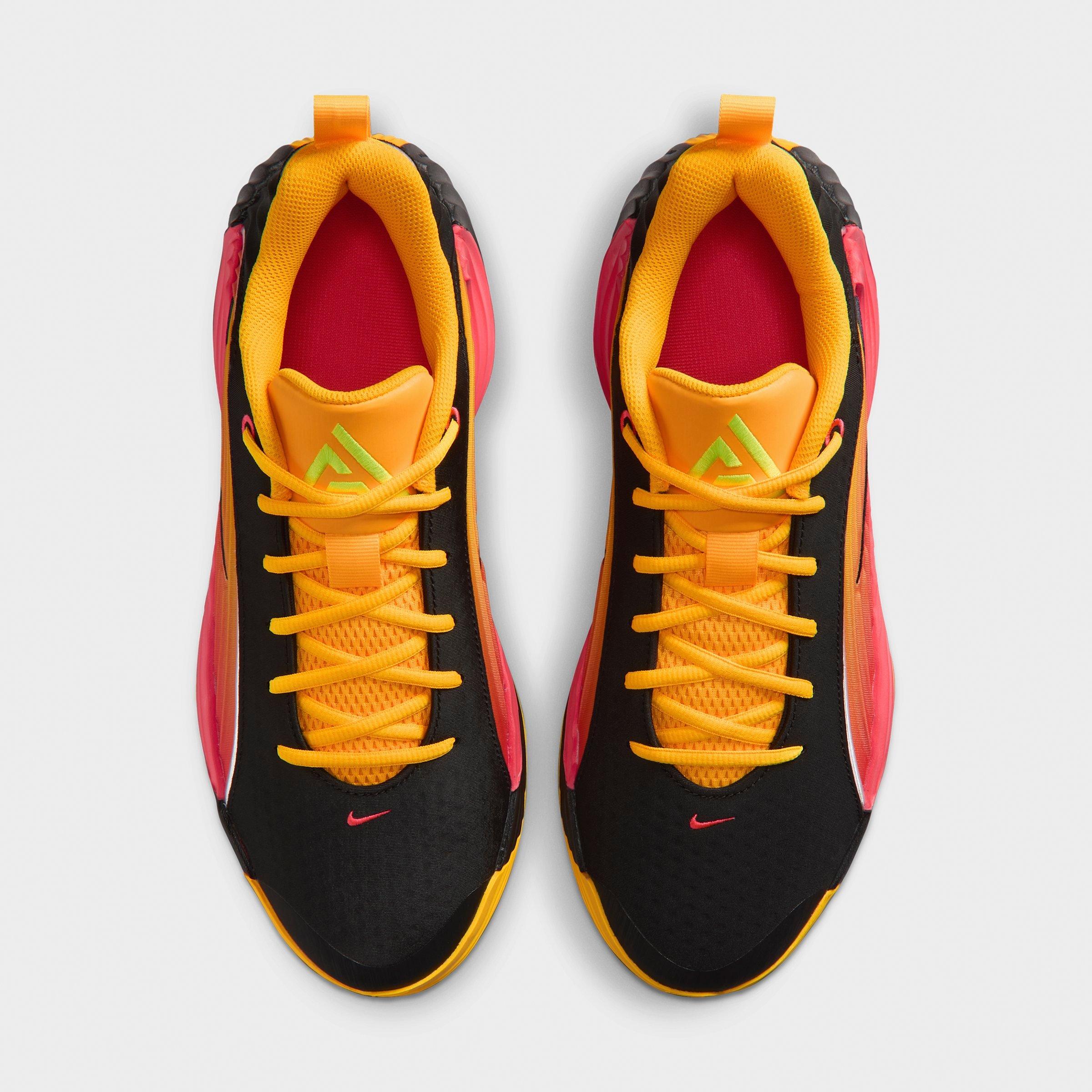 Men's Nithtke Giannis Immortality 5 Basketball Shoes - Part 2 - Laser Crimson/Laser Orange/Black/Black - Top view