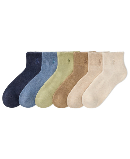 Polo Ralph Lauren Women's 6-Pk. Cushion Quarter Socks - Green/blue