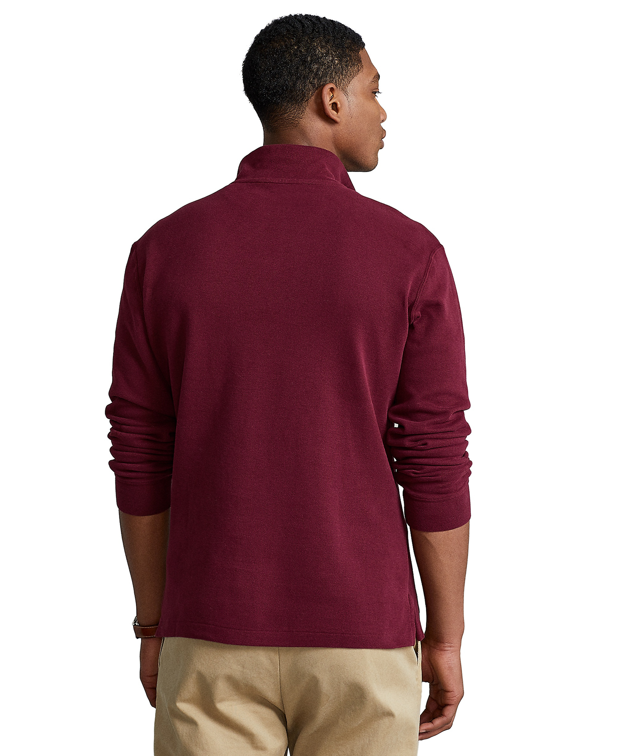 Polo Ralph Lauren Men's Estate-Rib Cotton Quarter-Zip Sweater - CLASSIC WINE