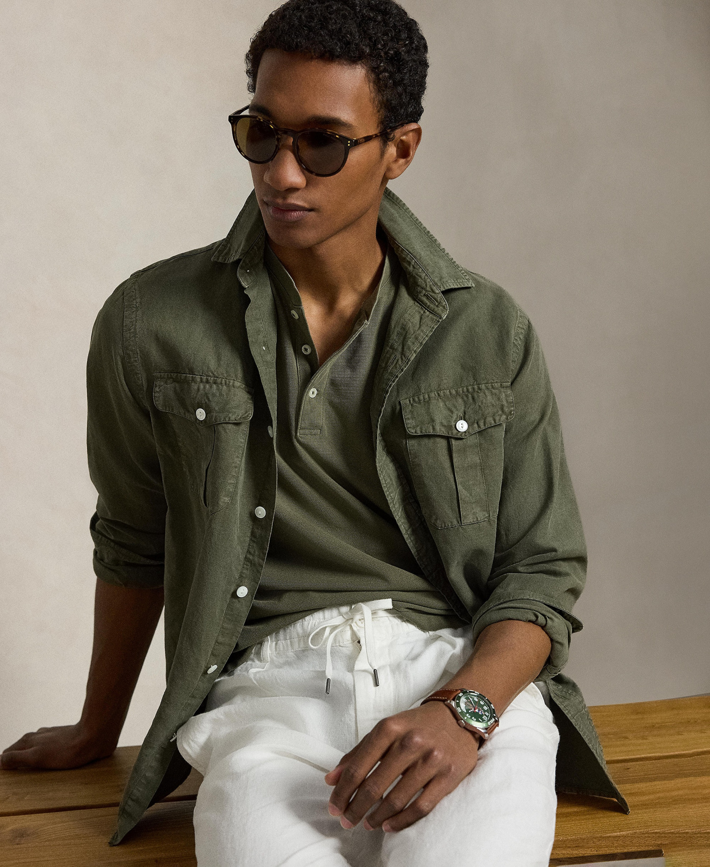 Polo Ralph Lauren Men's Featherweight Mesh Henley Shirt - Cruise Olive