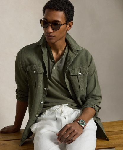 Polo Ralph Lauren Men's Featherweight Mesh Henley Shirt - Cruise Olive