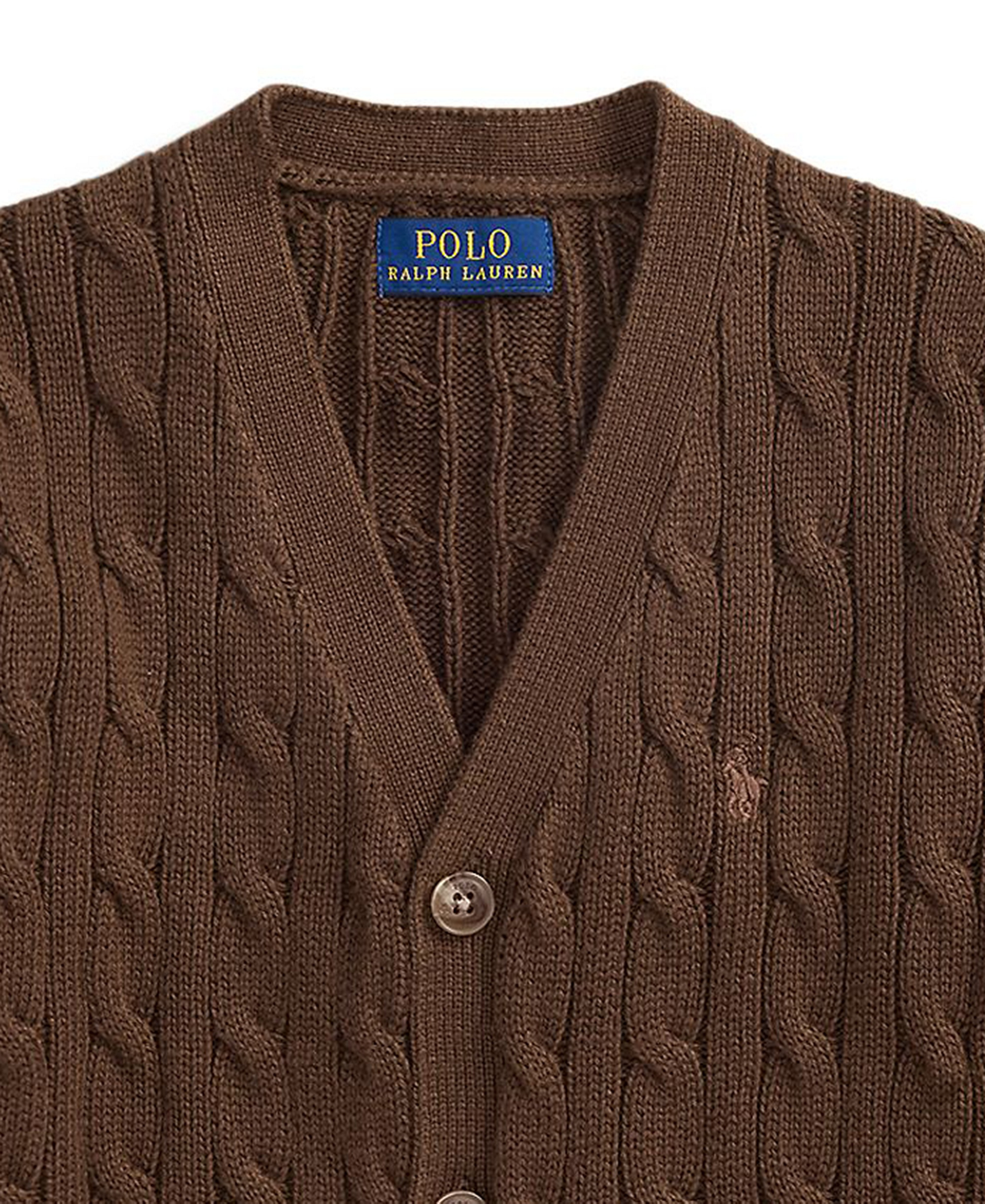 Polo Ralph Lauren Toddler and Little Boys Cable-Knit Cotton V-Neck Cardigan Sweater - Nutmeg Brown
