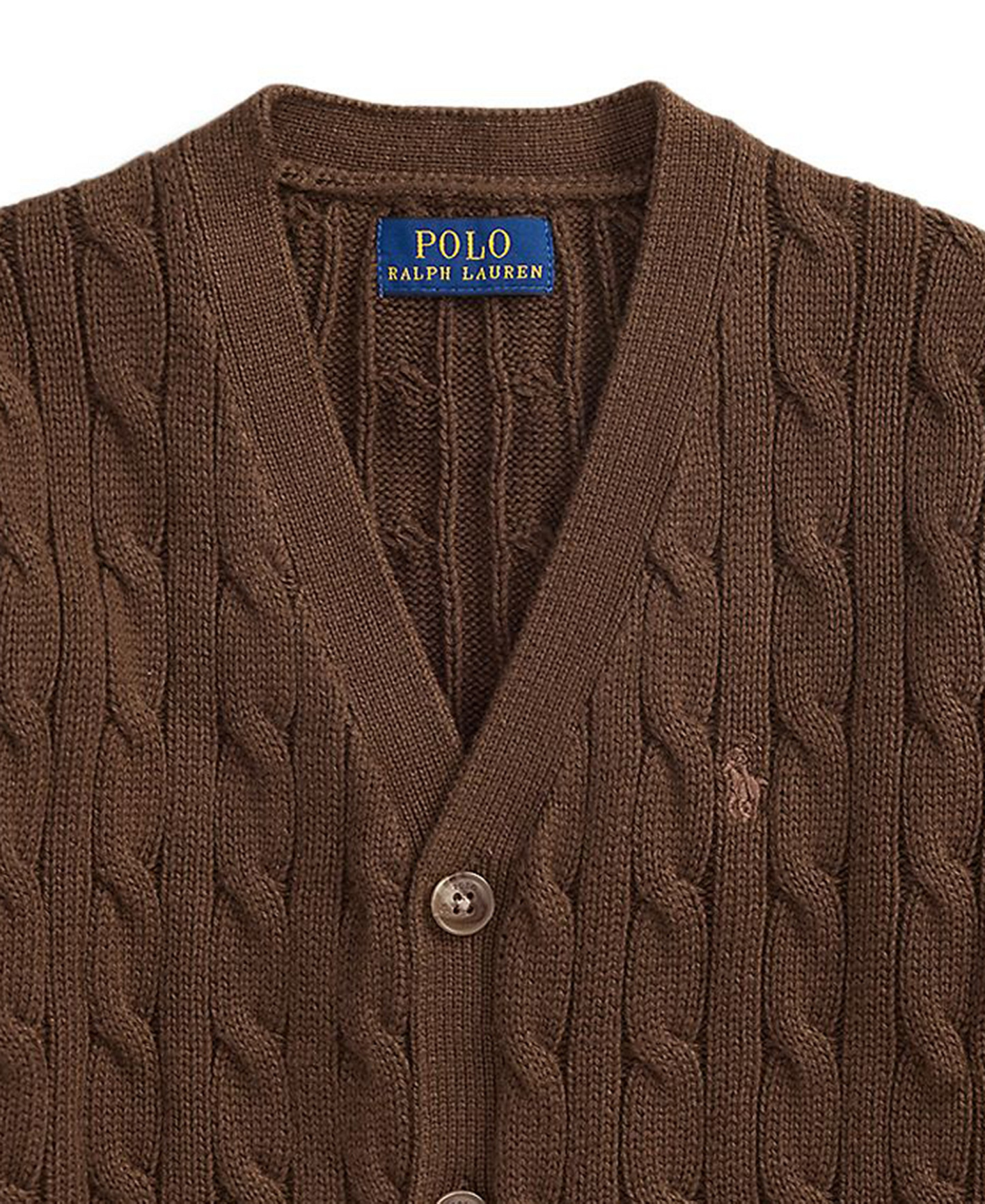 Polo Ralph Lauren Toddler and Little Boys Cable-Knit Cotton V-Neck Cardigan Sweater - Nutmeg Brown
