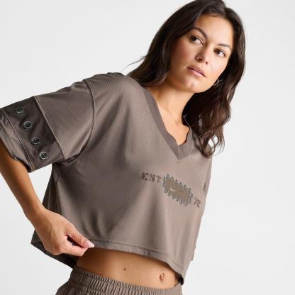 Women's Nithtke Sportswear Cropped Jersey Top - Mink Brown/Ironstone