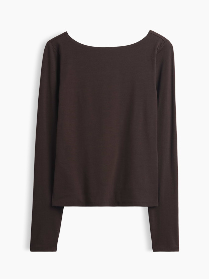 CloseKnit Jersey Scoop-Back T-Shirt - Terra brown