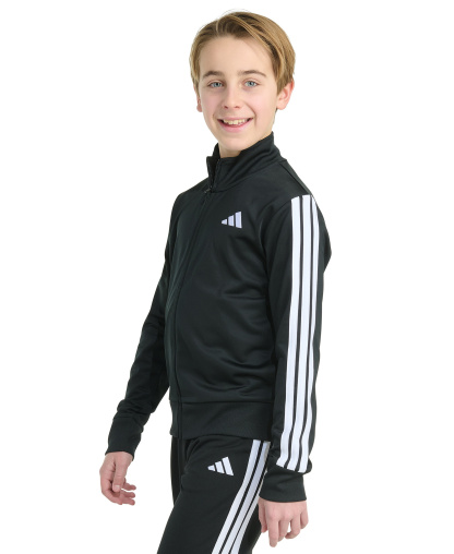 adidas Big Boys Long-Sleeve Full-Zip Essential Tricot Jacket - Black