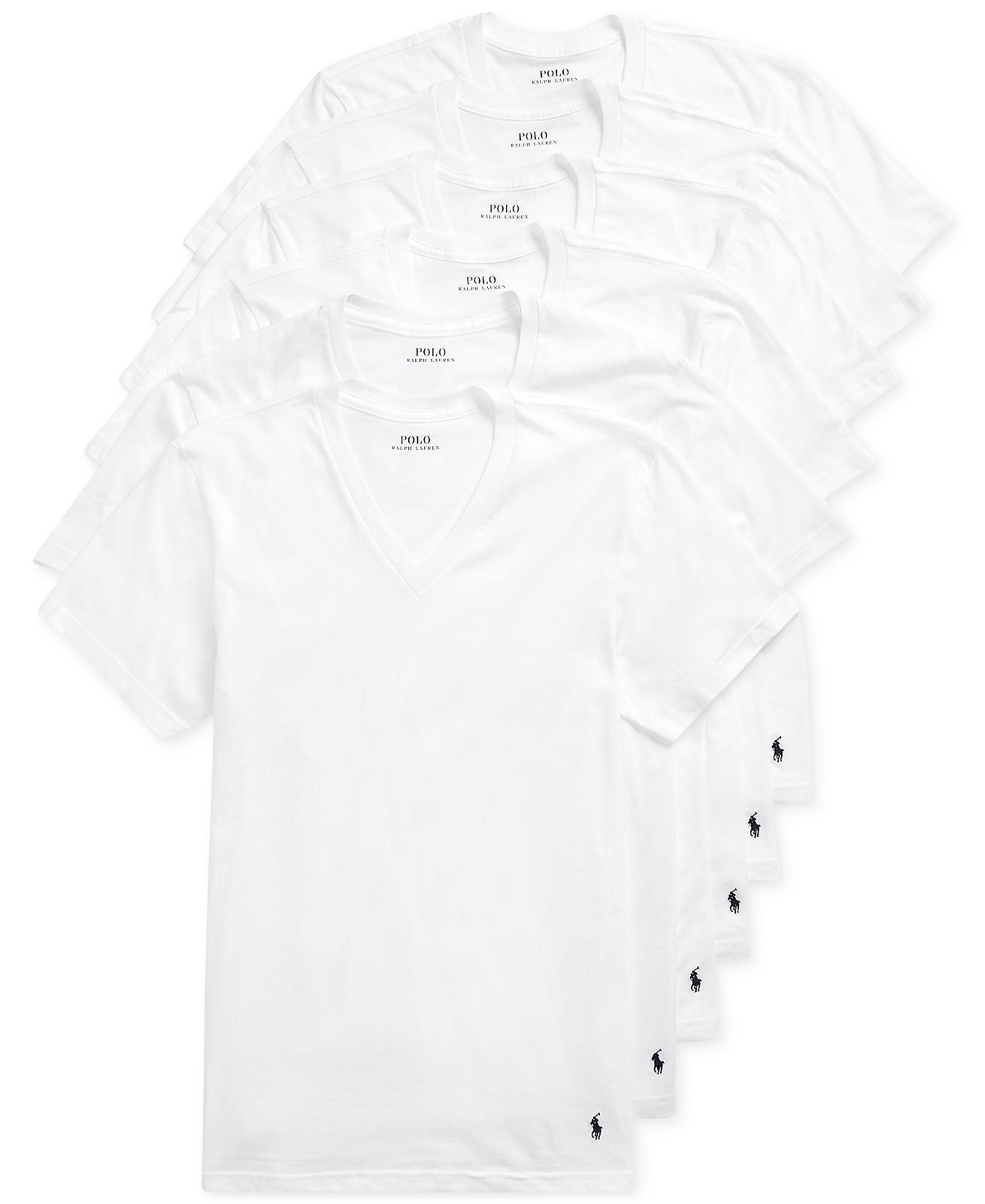Polo Ralph Lauren Men's Classic-Fit V-Neck Undershirts, 5+ 1 Free Bonus Pack - White