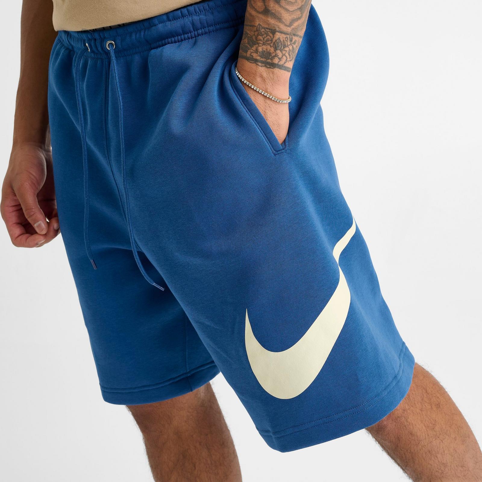 Men's Nike Club Fleece Swoosh Graphic Shorts - Court Blue/Court Blue/Light Khaki