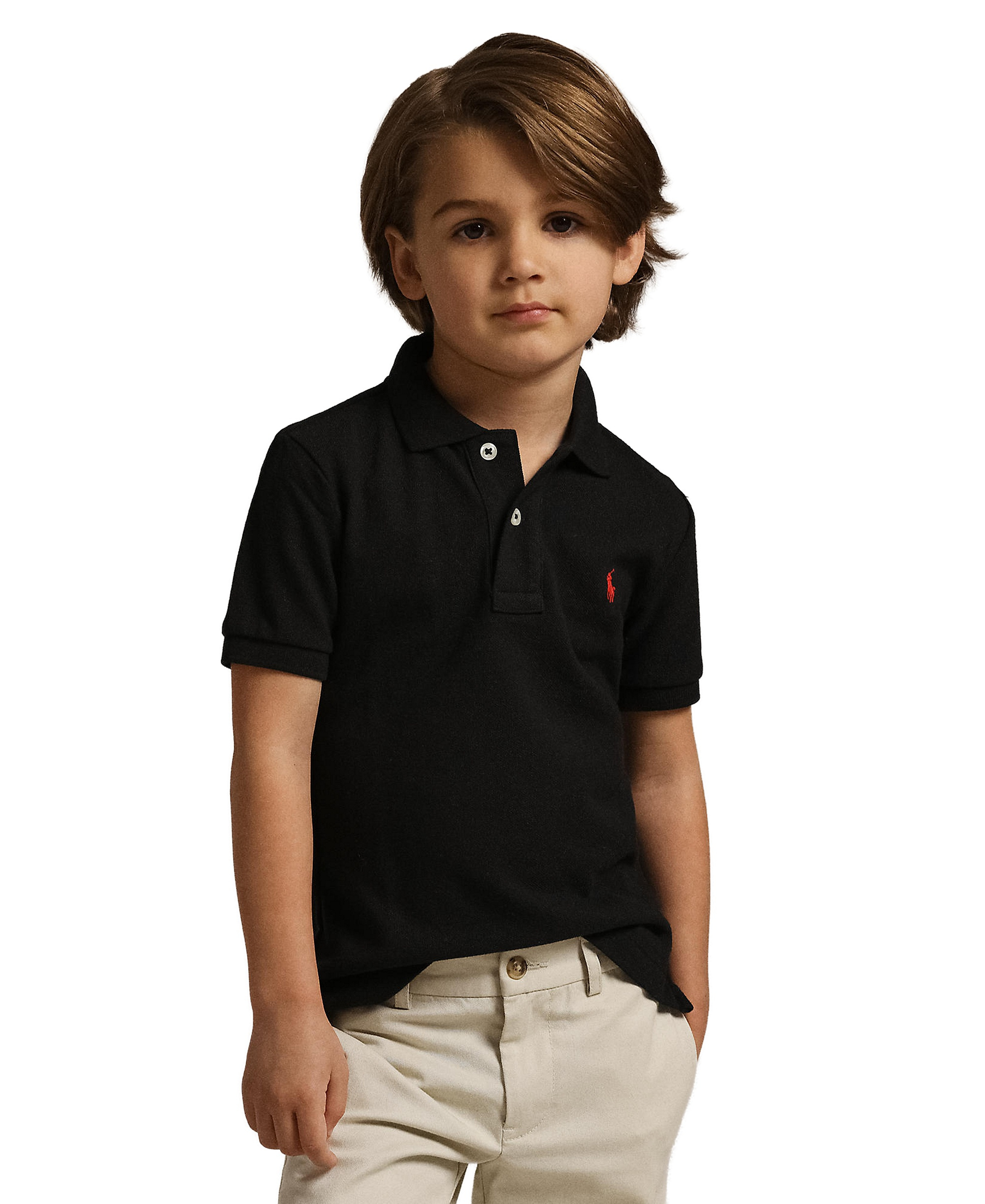 Polo Ralph Lauren Boys' 2T-7 Cotton Mesh Polo Shirt - Polo Black
