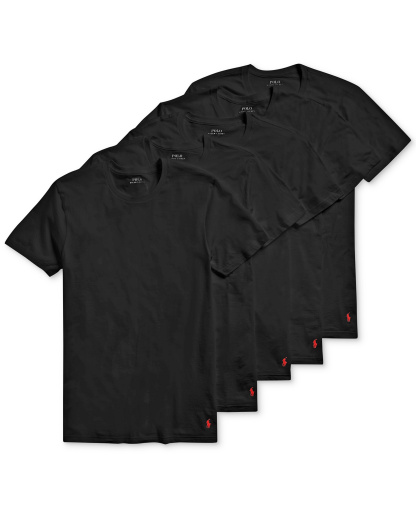 Polo Ralph Lauren Men's 5-Pack Crew-Neck Undershirts - Polo Black