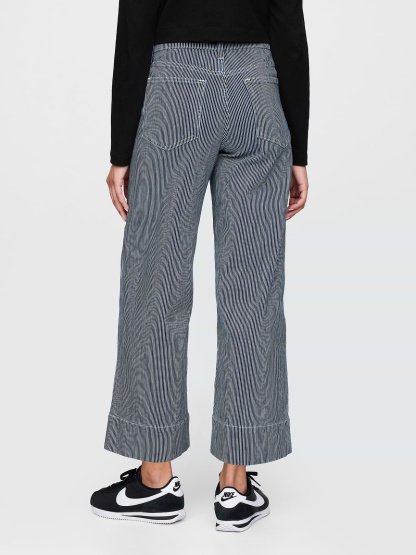 High Rise Stride Wide-Leg Ankle Jeans - Blue railroad stripe