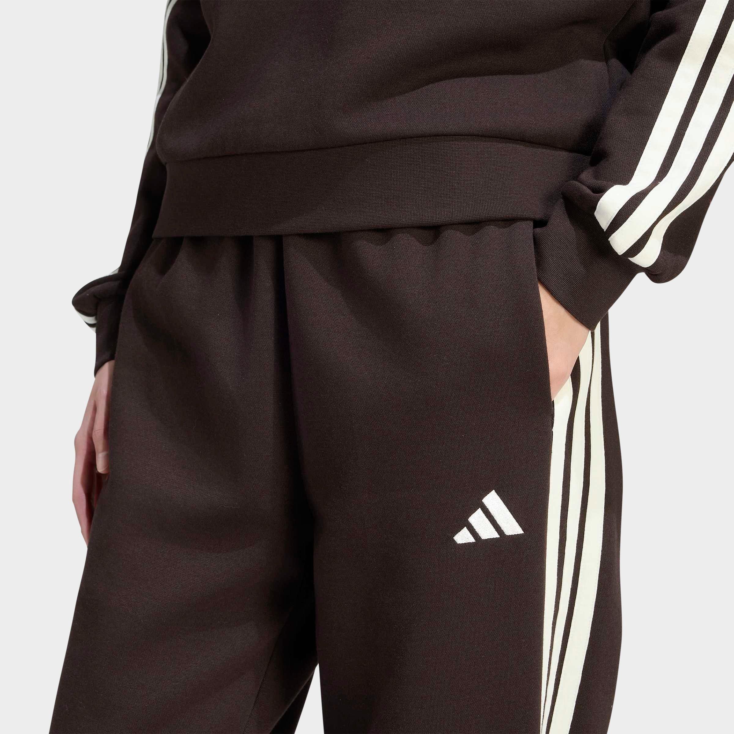 Women's adidas Essentials 3-Stripes Fleece Loose Pants - Aurora Coffee/Ivory