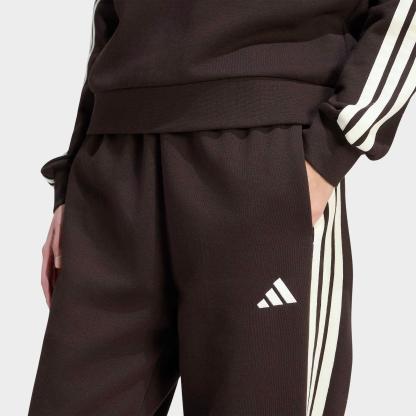 Women's adidas Essentials 3-Stripes Fleece Loose Pants - Aurora Coffee/Ivory