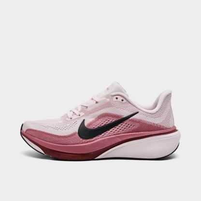 Women's Nithtke Pegasus 42 Running Shoes - Part 2 - Pearl Pink/Black/Peony/Team Crimson - Left shoe facing left. Outside of the shoe.