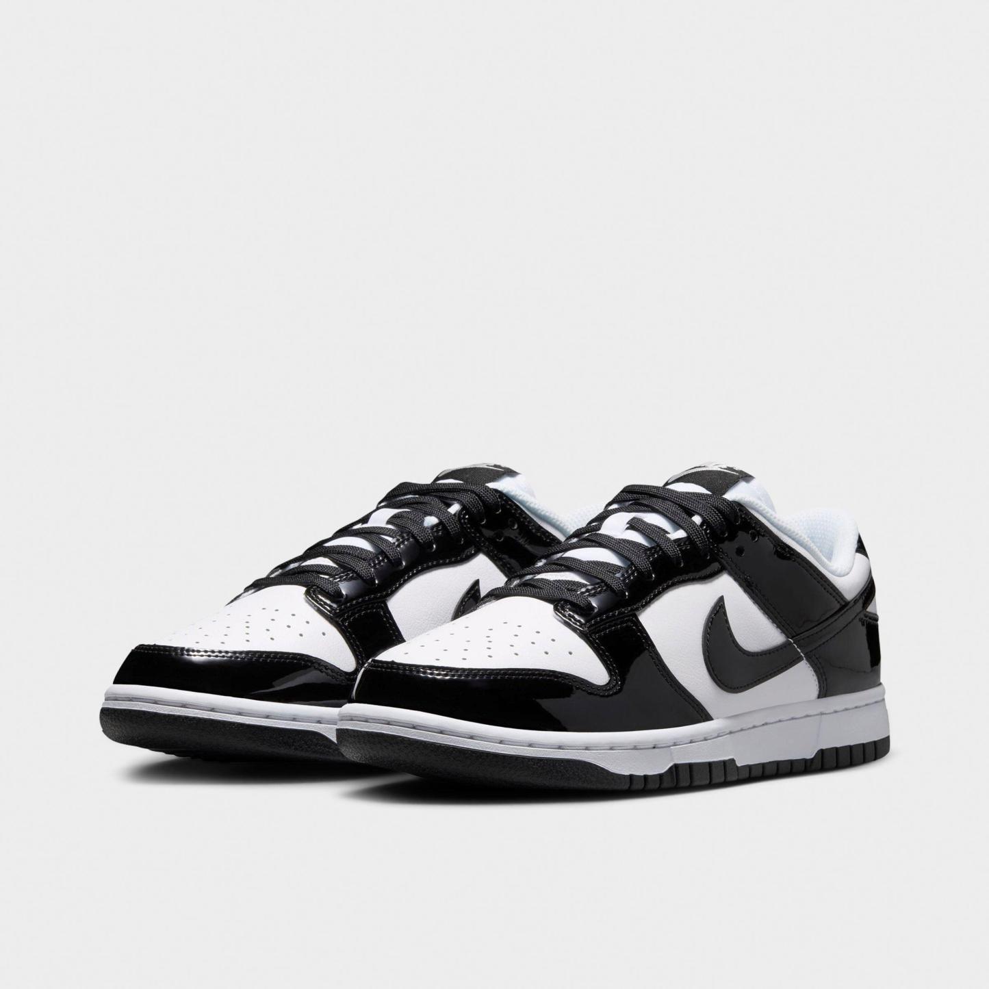 Women's Nithtke Dunk Low SE Casual Shoes - White/White/Metallic Silver/Black - Both shoes facing left
