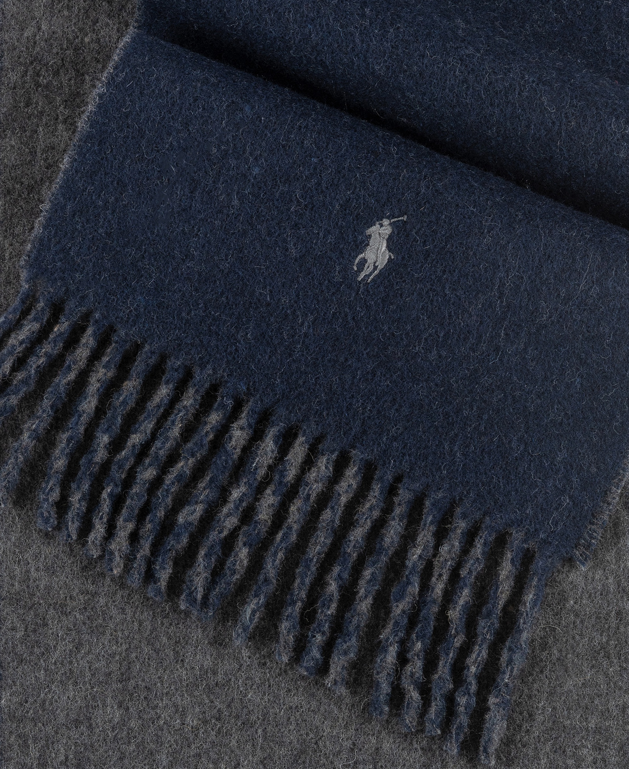 Polo Ralph Lauren Men's Classic Wool Blend Reversible Scarf - Navy/Charcoal